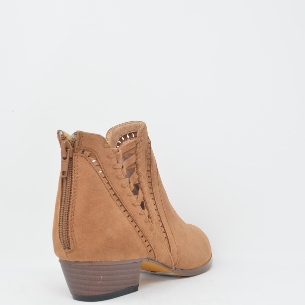 ⭐️ Women SUEDE Woven Ankle Boots Tan - Picture 2 of 4